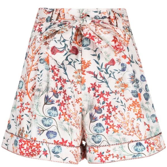 HUF Women's High Waist Floral Print Shorts - White and Red - Picture 1 of 3